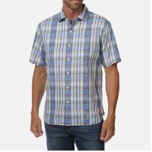 Tommy Bahama Tortola Surf Plaid Shirt In Bering Blue.